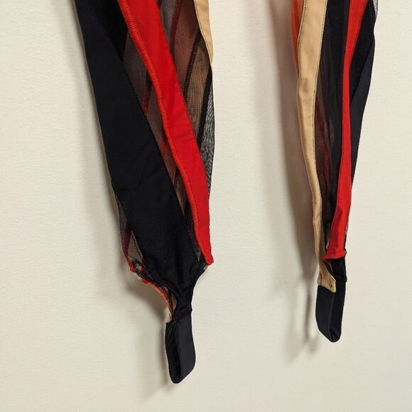 NWT Thierry Mugler Spiral Stirrups Leggings Black Red Nude Size 36 - Picture 4 of 10